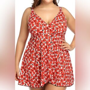 Perona Plus Size One Piece Swimsuit Swim Dress Women’s US Size 22W Floral
